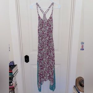 Billabong long boho purple and blue dress size XS